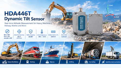 Latest company news about HDA446T Dynamische kantelsensor voor monitoring van de houding van zware machines, spoorwegen en schepen